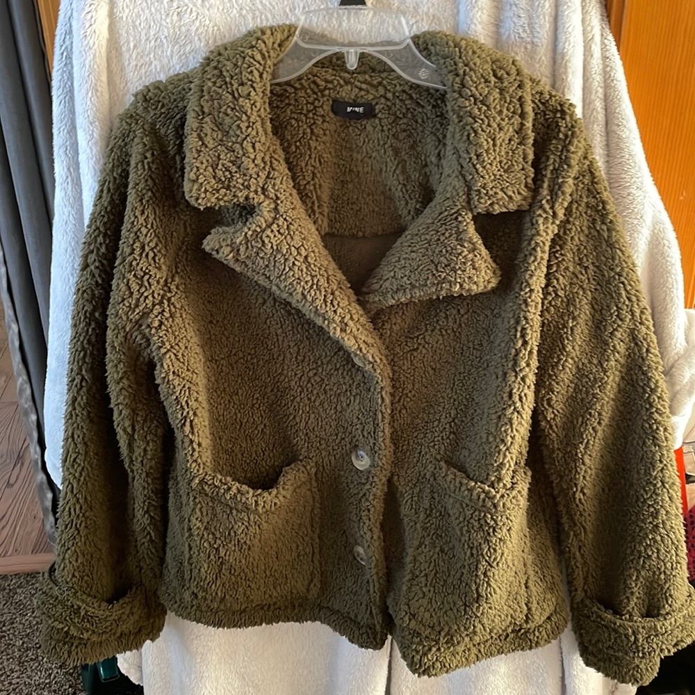 Womens large army green fleece jacket